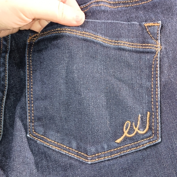 Mid Rise Designer EXPRESS JEANS Dark Blue Wash Denim Midrise Leggings (#1,161) - Picture 5 of 6